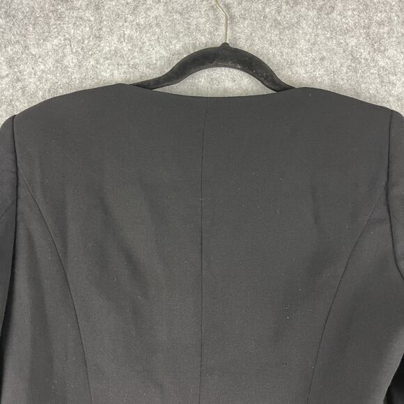 ESCADA Virgin Wool Blazer Jacket Womens 38 Black Bell Lace Trim Cropped Classic - Picture 8 of 15